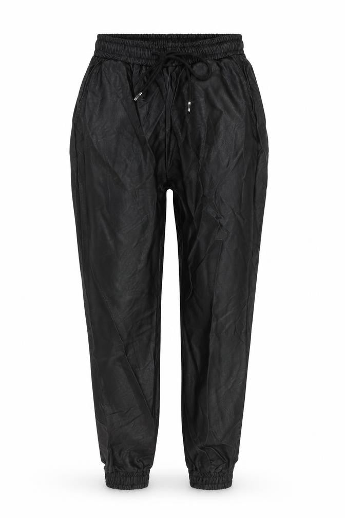 Made in Italy Womens Black  Polyurethane Trousers  Size S L26 in Regular Tie