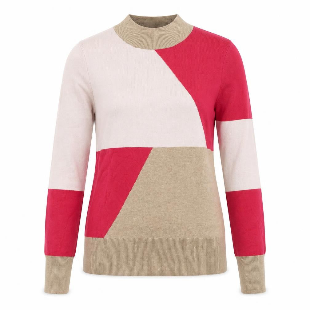 Marks and Spencer Womens Multicoloured Colourblock Viscose Jersey Blouse Size 8 High Neck