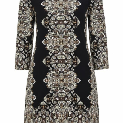London Times Womens Black Paisley Polyester Bodycon  Size 10  Boat Neck Pullover
