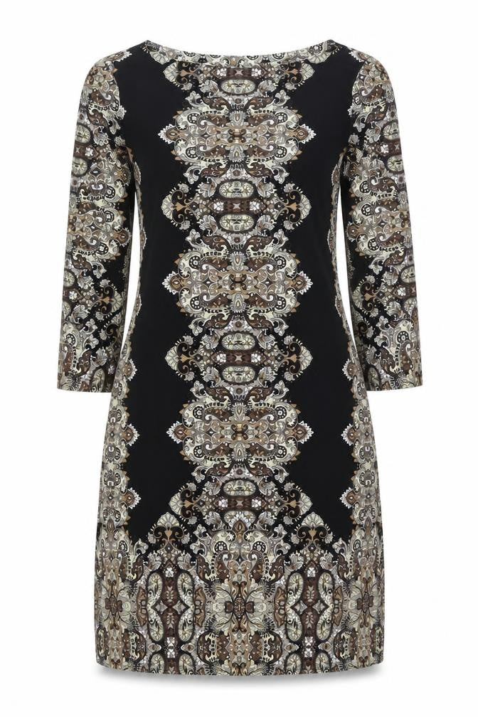 London Times Womens Black Paisley Polyester Bodycon  Size 10  Boat Neck Pullover
