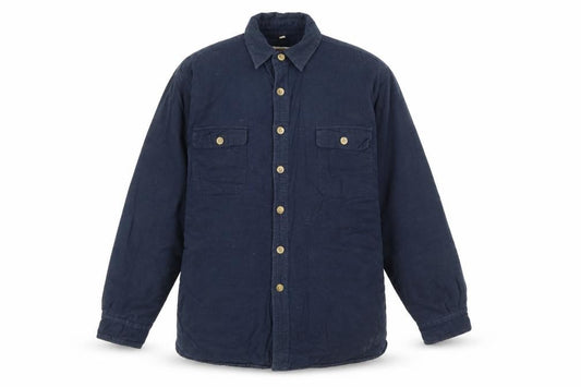 Front view of Red Ridge men’s blue jacket, size M, button