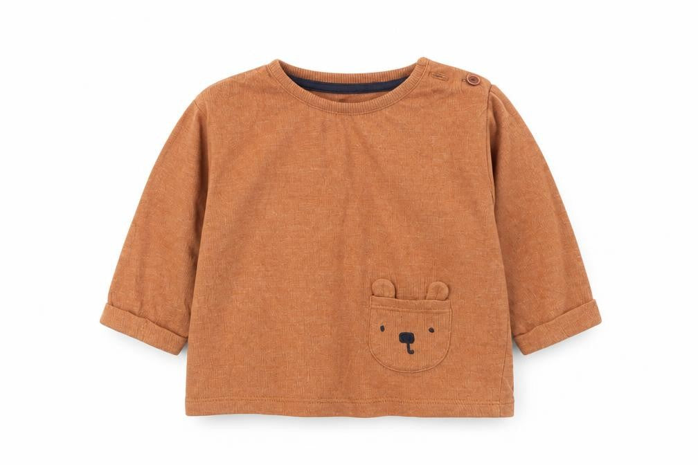 Front view of George Baby Brown Cotton Pullover Blouse Size Newborn Crew Neck Pullover