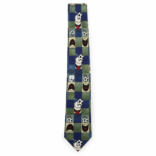 Marks and Spencer Mens Multicoloured Plaids & Checks Polyester Pointed Tie One Size - Football