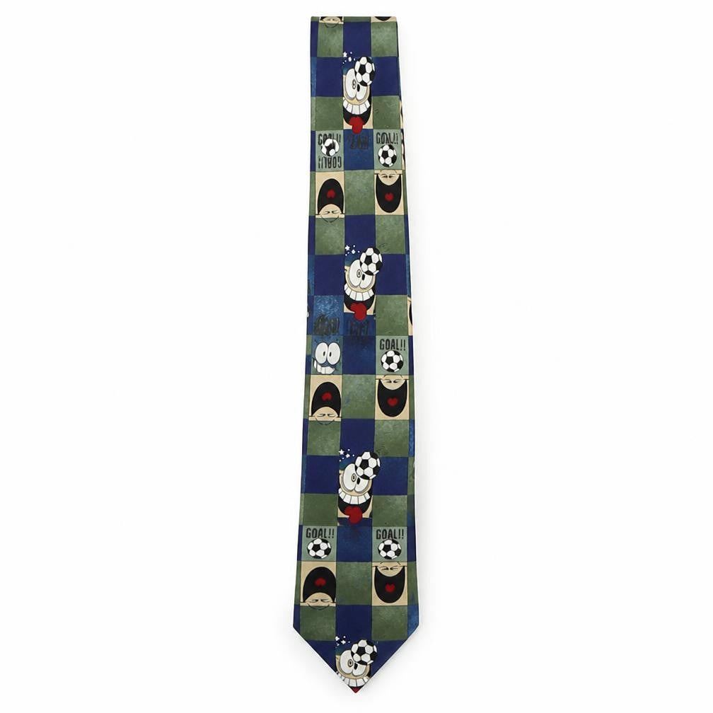 Marks and Spencer Mens Multicoloured Plaids & Checks Polyester Pointed Tie One Size - Football
