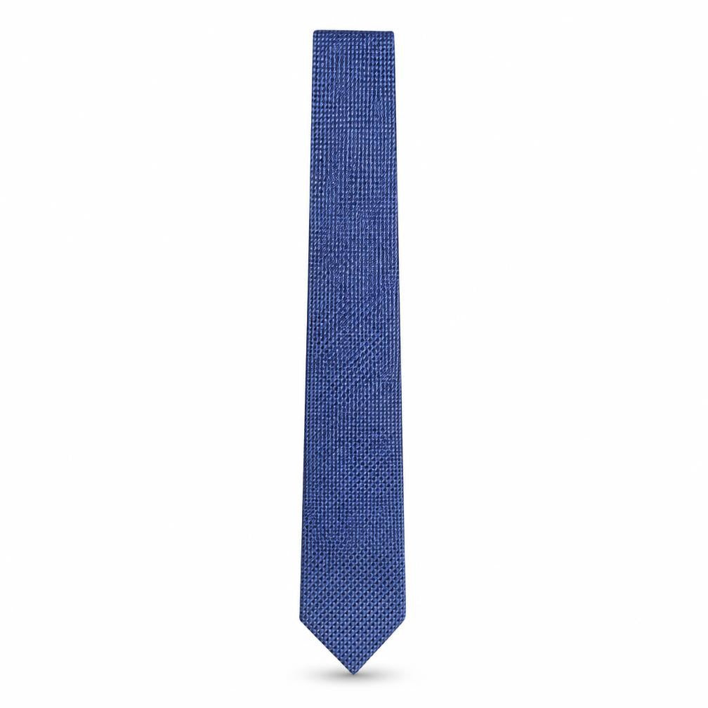 Front view of Lloyd Attree & Smith men’s blue plaids & checks polyester pointed tie one size