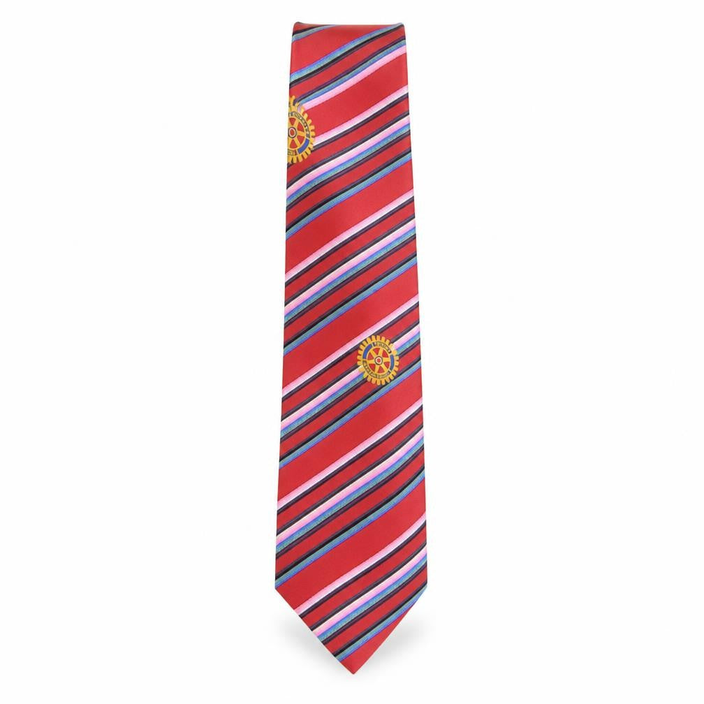 Front view of AW Matthews men’s multicoloured striped polyester pointed tie one size