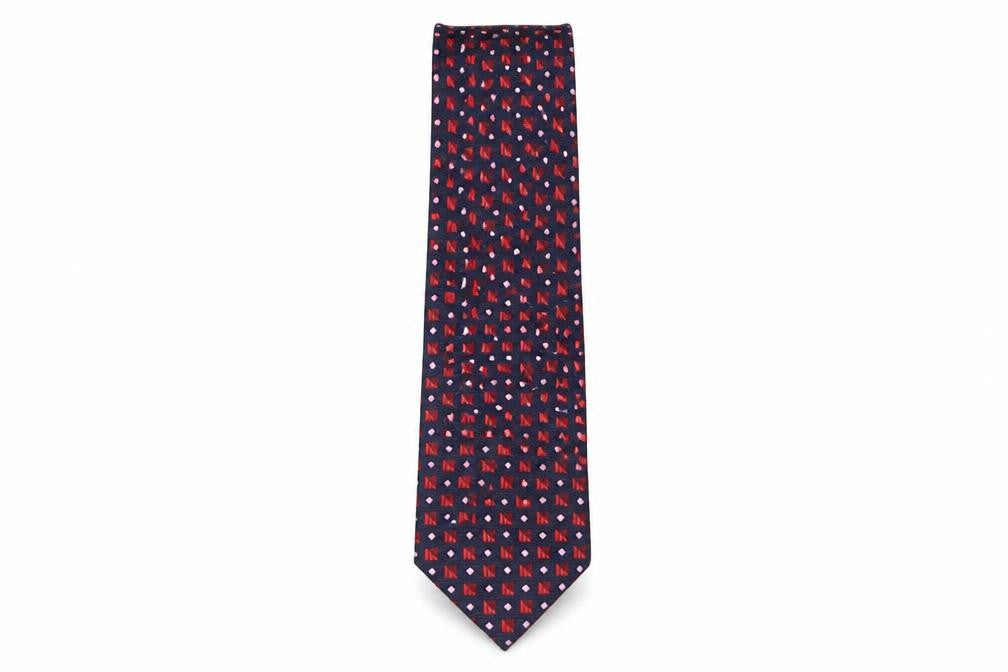 Front view of Michaelis men’s multicoloured geometric silk pointed tie one size