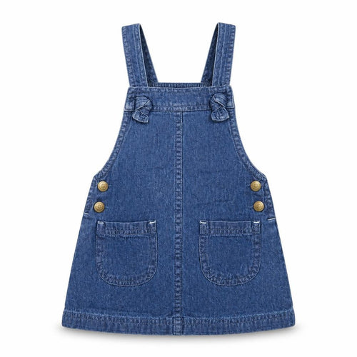 Cynthia Rowley Girls Blue  Cotton Pinafore/Dungaree Dress  Size 2 Years  Square Neck Button