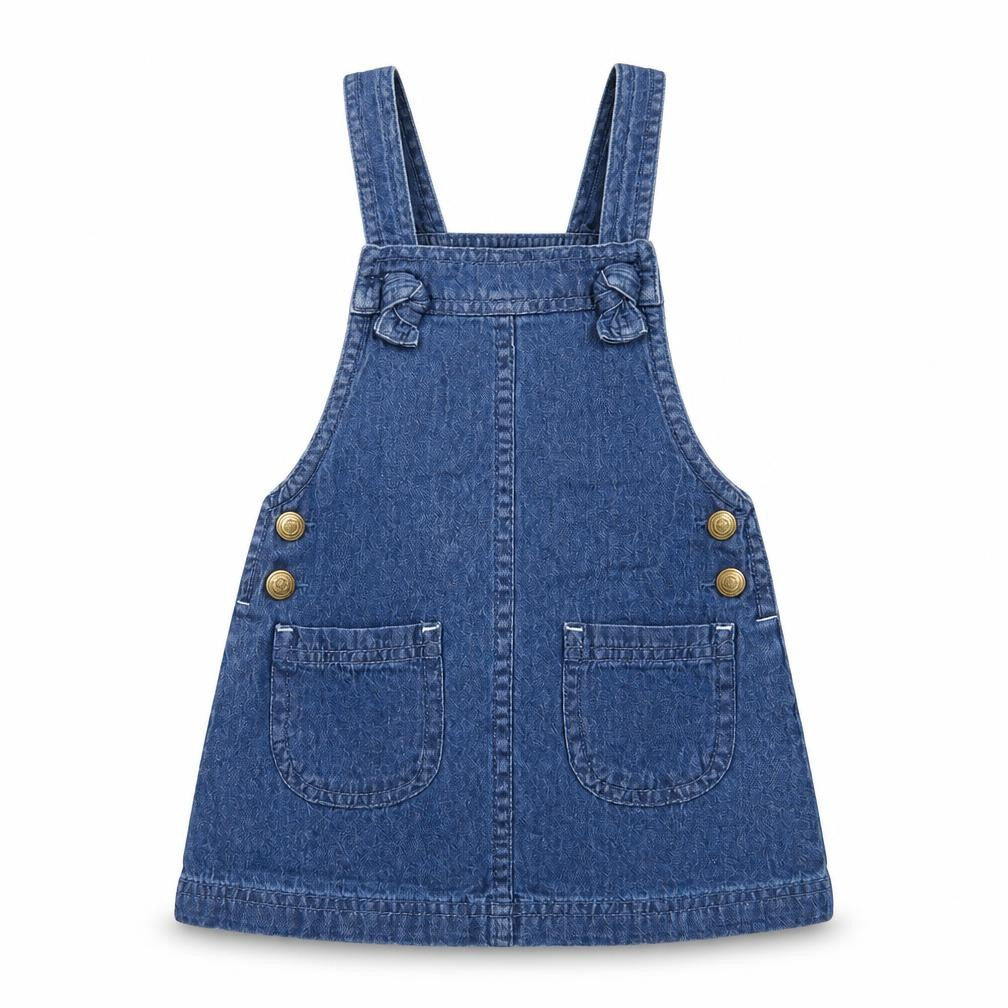 Cynthia Rowley Girls Blue  Cotton Pinafore/Dungaree Dress  Size 2 Years  Square Neck Button