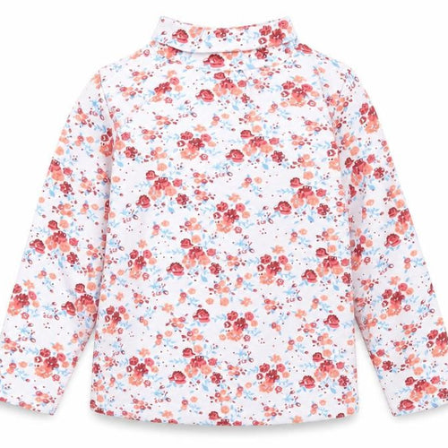 Cantarana Baby White Floral Cotton Pullover T-Shirt Size 12 Months High Neck Button