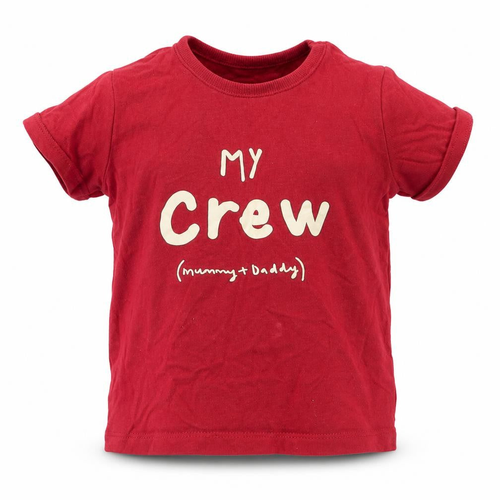 George Baby Red  Cotton Basic T-Shirt Size 6-9 Months Crew Neck Pullover - My Crew Mummy & Daddy