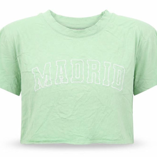 Topshop Womens Green  Cotton Cropped T-Shirt Size 12 Crew Neck - Madrid