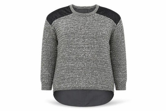 Front view of Next women’s grey crew neck nylon jumper, size UK 16