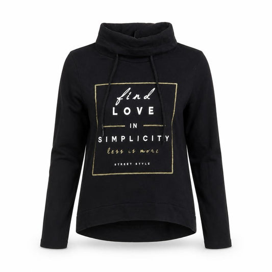 Front view of Atmosphere women’s black 100% cotton pullover sweatshirt, size UK 10, - find love in simplicity