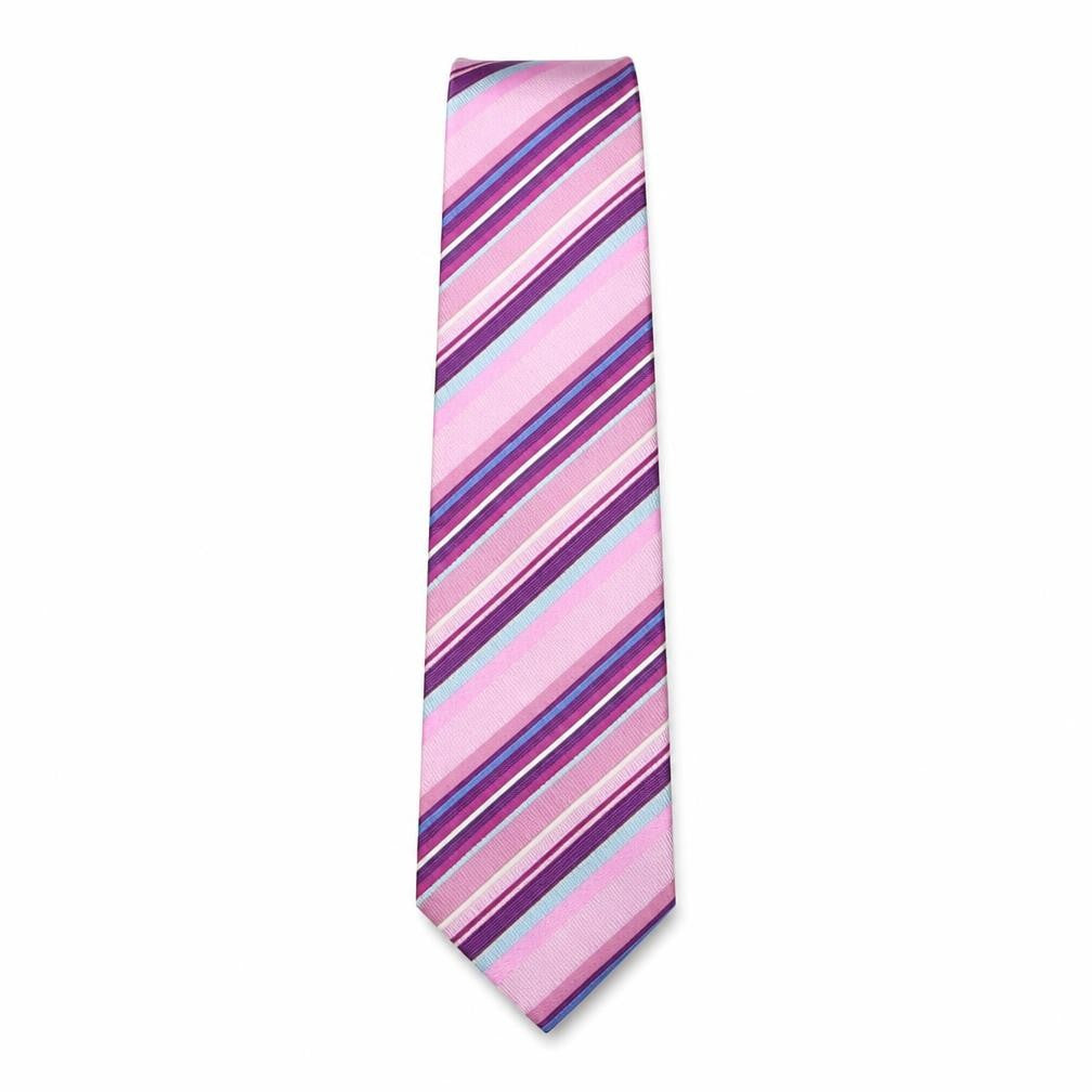 Front view of Next men’s multicoloured striped silk pointed tie one size