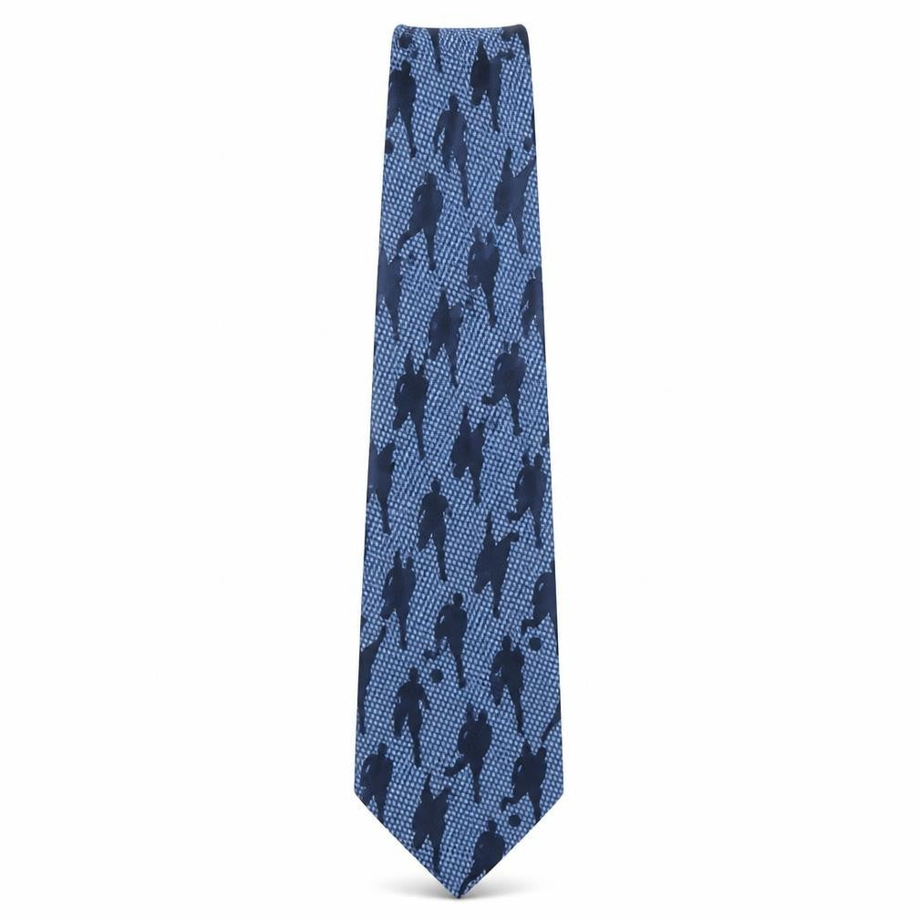 Marks and Spencer Mens Blue Geometric Polyester Pointed Tie One Size - Football
