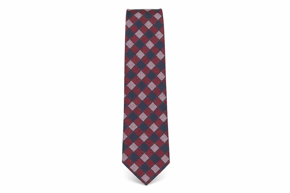 Front view of Savatini men’s multicoloured plaids & checks polyester pointed tie one size