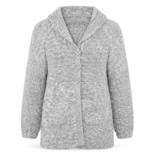 Heart & Soul Womens Grey Collared  Acrylic Cardigan Jumper Size L