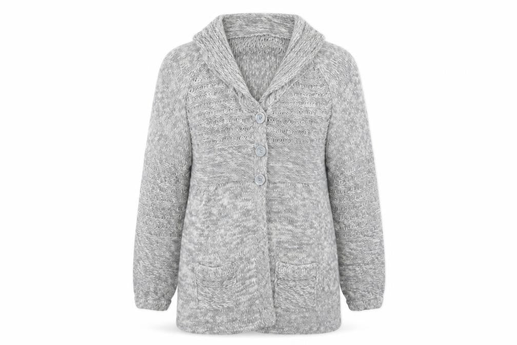 Heart & Soul Womens Grey Collared  Acrylic Cardigan Jumper Size L