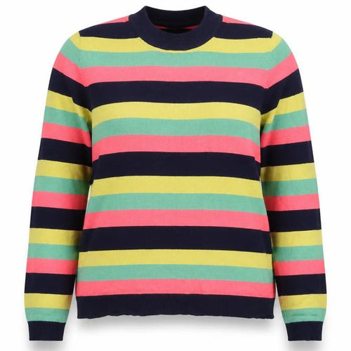 Harkel Womens Green Crew Neck Striped Viscose Pullover Jumper Size 14   - Pink