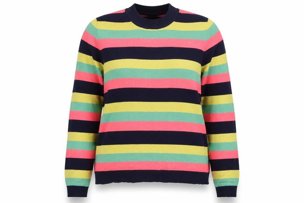 Harkel Womens Green Crew Neck Striped Viscose Pullover Jumper Size 14   - Pink