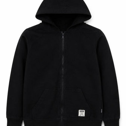 name it Boys Black  Cotton Full Zip Hoodie Size 9-10 Years  Zip