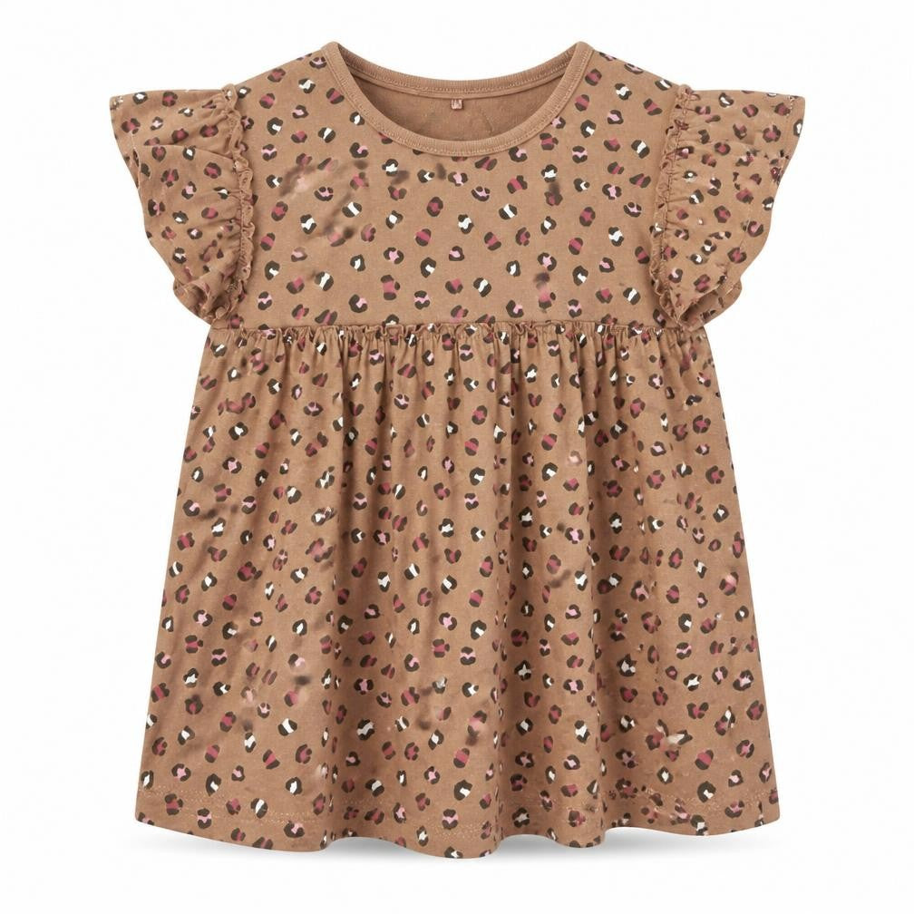George Girls Brown Animal Print Cotton Basic T-Shirt Size 4-5 Years Round Neck Pullover