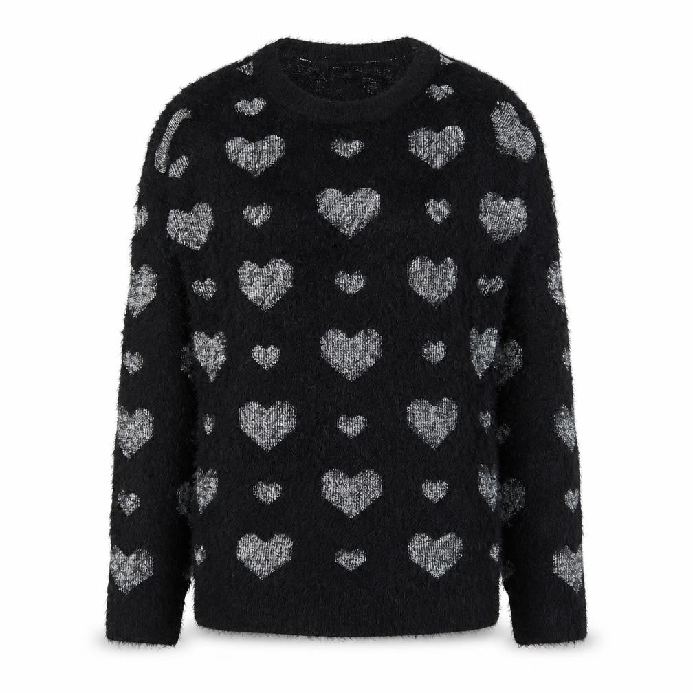 Front view of Your style women’s black round neck polyamide jumper, size UK 10