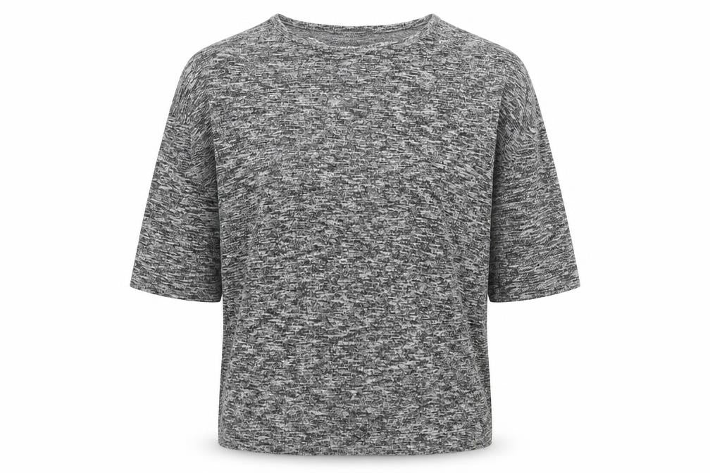 Front view of New Look women’s grey round neck viscose jumper, size S