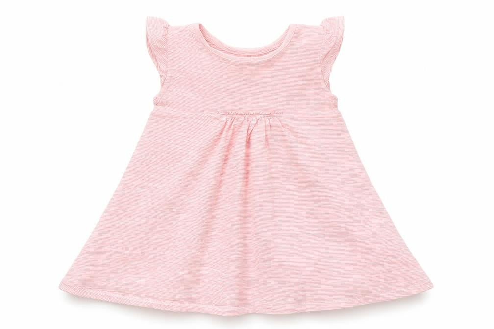 NEXT Girls Pink Striped Cotton A-Line  Size 2-3 Years  Crew Neck
