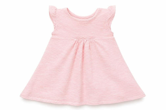 Front view of Next girls’ pink striped cotton a-line, size 2-3, years crew neck