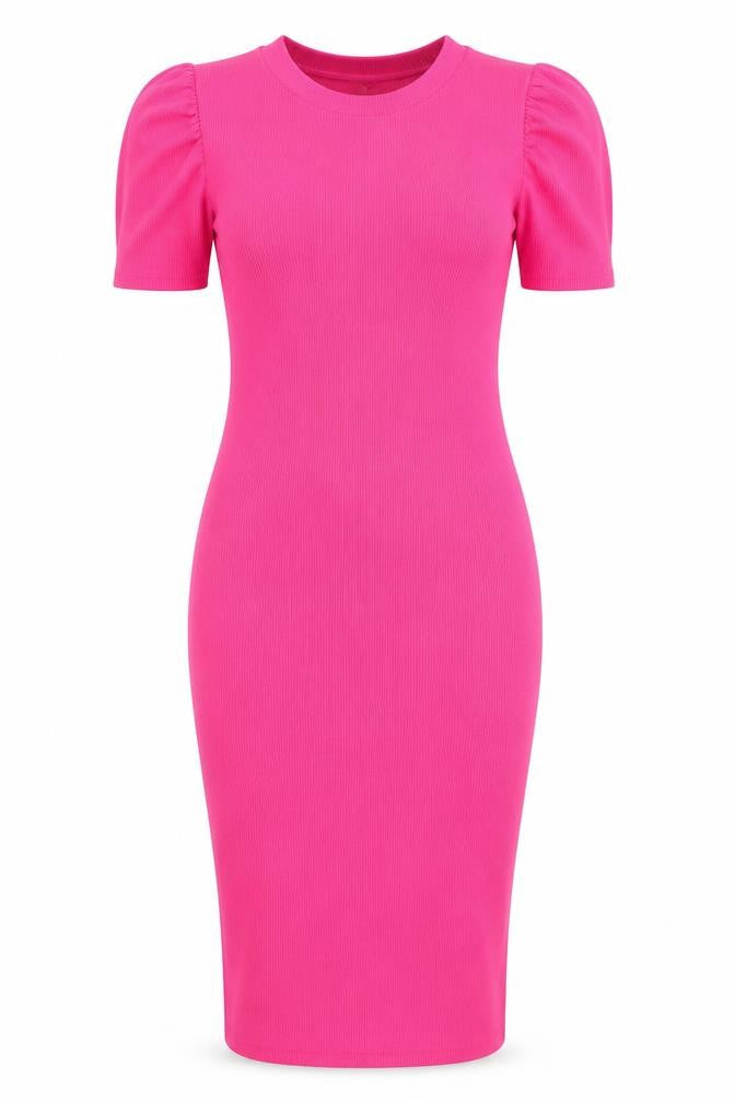 Front view of Divided women’s pink polyester bodycon, size XS, crew neck