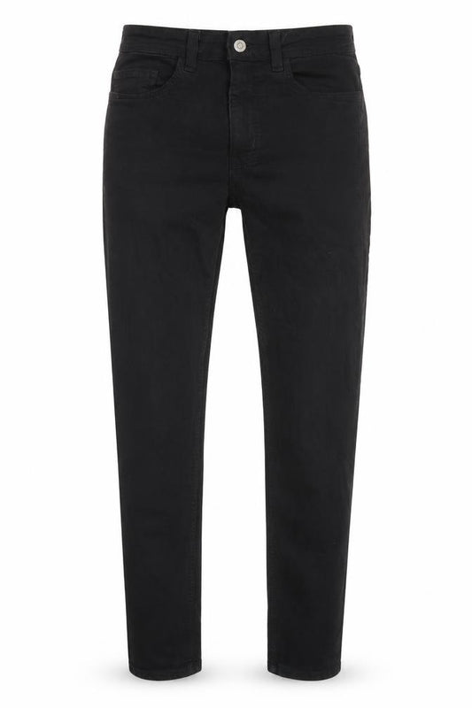 Front view of Divided women’s black cotton skinny jeans, size UK 26, in, 27-inch leg regular button