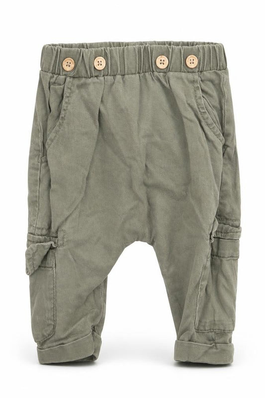 Front view of Next Baby Beige Lyocell Cargo Trousers, size 3-6, Months