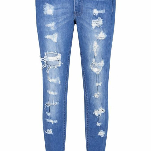 Boohoo Womens Blue  Cotton Skinny Jeans Size 6 L27 in Slim Zip