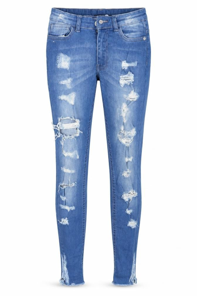 Boohoo Womens Blue  Cotton Skinny Jeans Size 6 L27 in Slim Zip