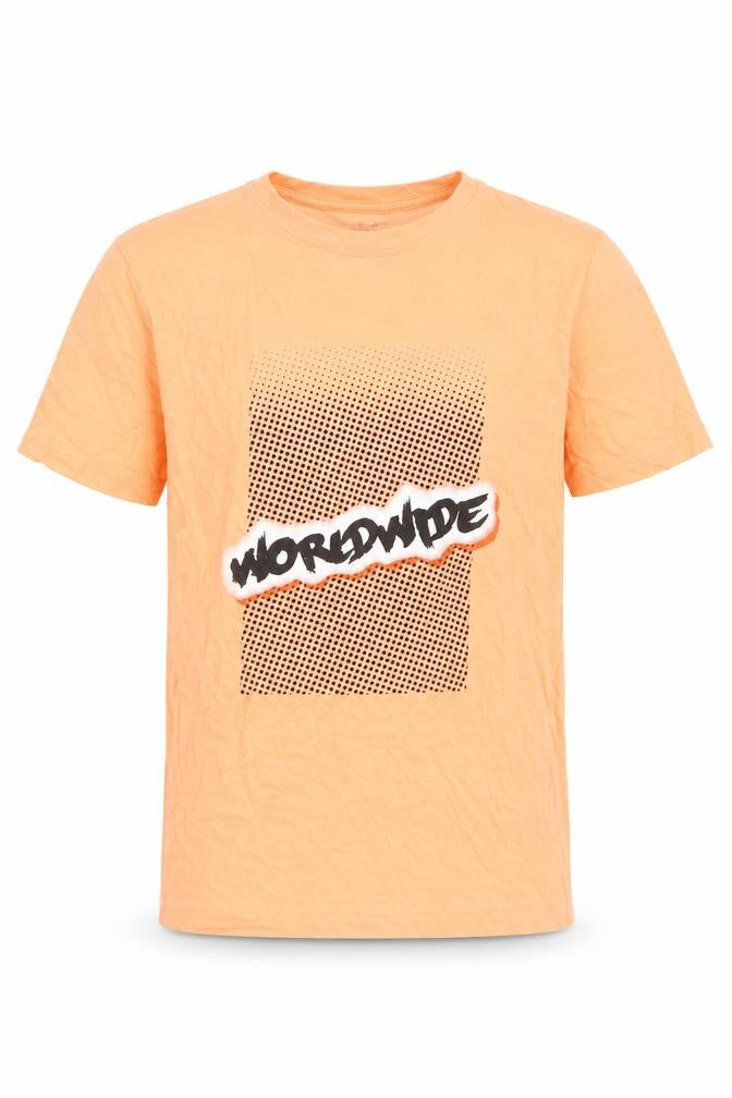 Primark Boys Orange  100% Cotton Pullover T-Shirt Size 7-8 Years Crew Neck  - Worldwide