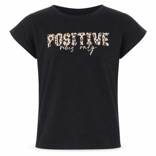 Miss Evie Girls Black  100% Cotton Pullover T-Shirt Size 9-10 Years Round Neck Pullover