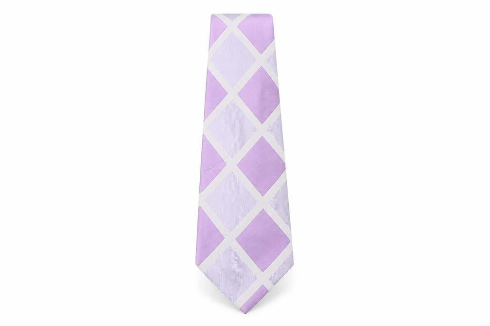 George Mens Purple Plaids & Checks Silk Pointed Tie One Size