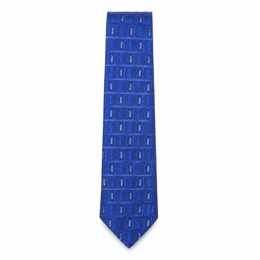 Front view of BHS men’s blue geometric polyester pointed tie one size