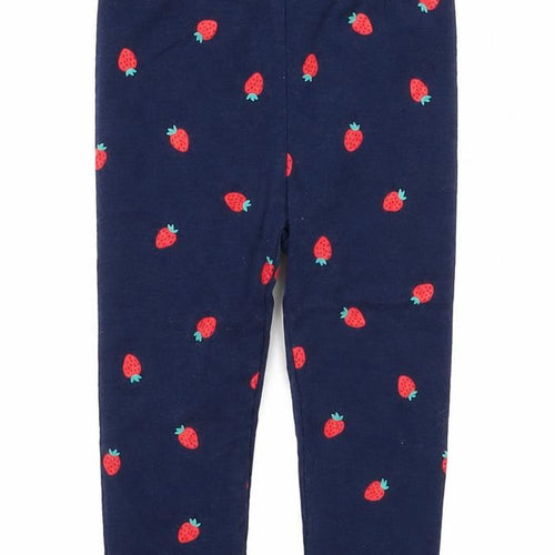 Carters Girls Blue  Cotton Capri Leggings Size 9 Months   - Strawberries