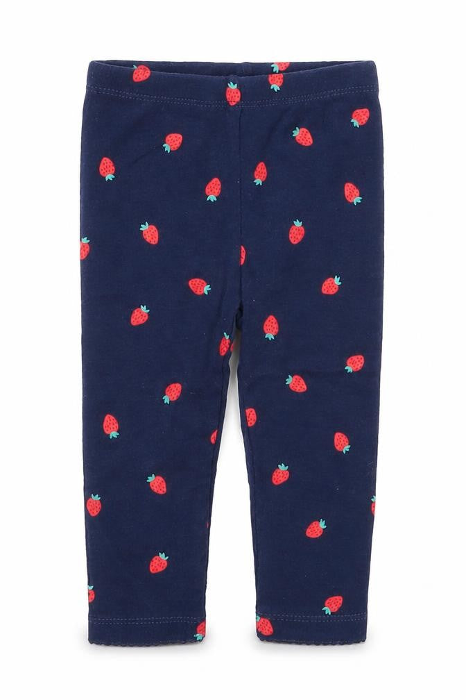 Carters Girls Blue  Cotton Capri Leggings Size 9 Months   - Strawberries