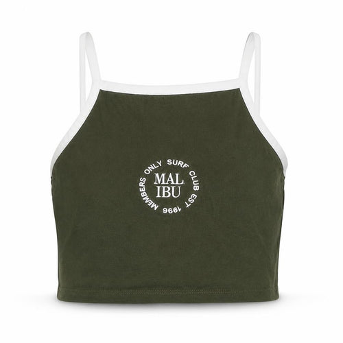 Matalan Girls Green  Cotton Cropped Tank Size 10 Years Square Neck  - Malibu Surf Club