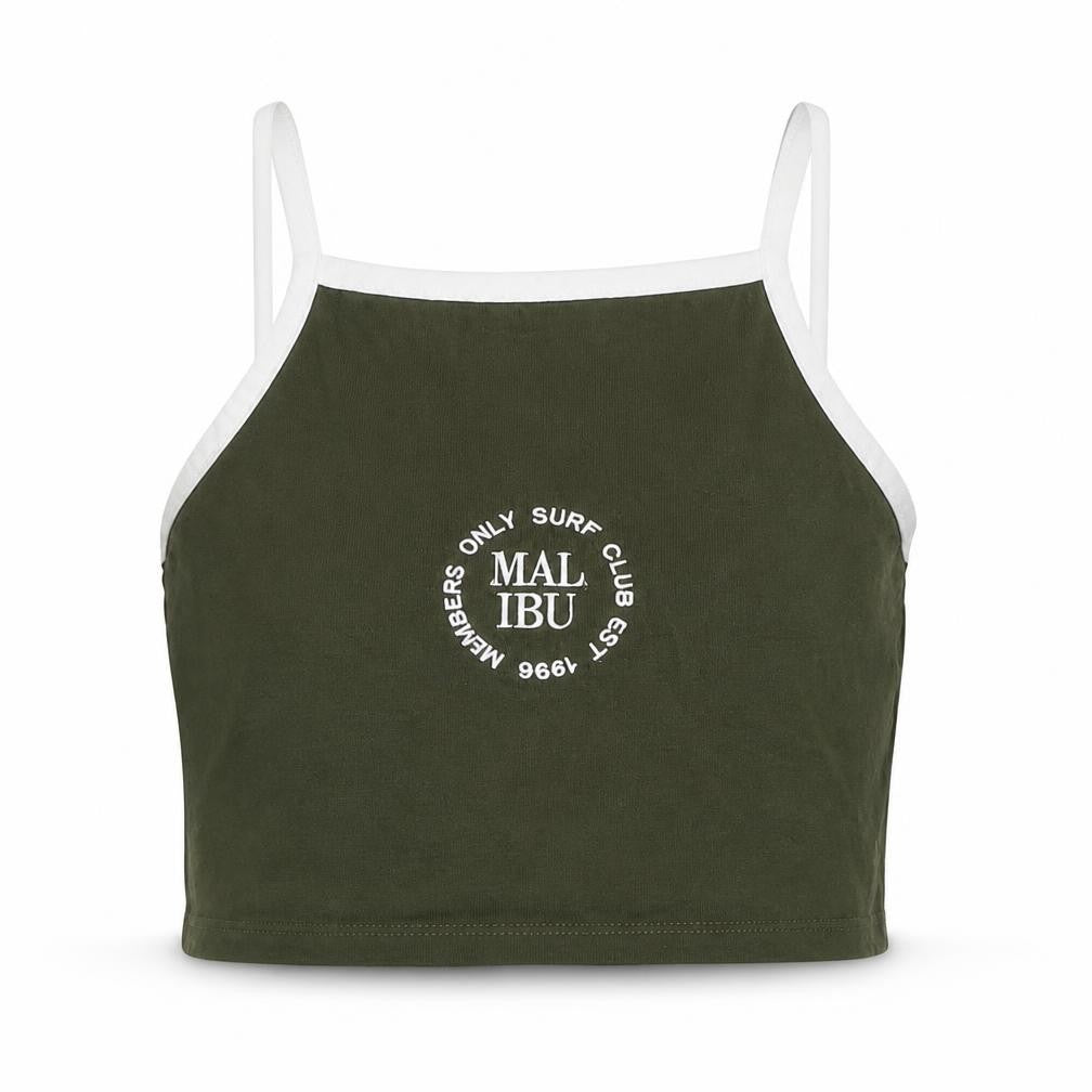 Matalan Girls Green  Cotton Cropped Tank Size 10 Years Square Neck  - Malibu Surf Club