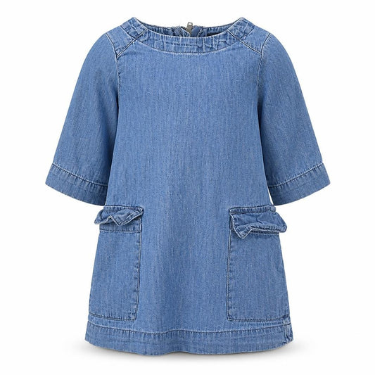 Front view of Gap girls’ blue cotton a-line, size 2, years round neck zip
