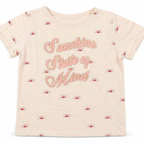 Primark Girls Beige  100% Cotton Jersey T-Shirt Size 10-11 Years Round Neck Pullover - Sunshine state of mind