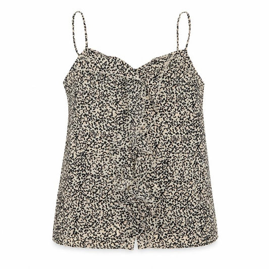 Front view of Oasis women’s multicoloured animal print polyester camisole blouse, size UK 10, round neck