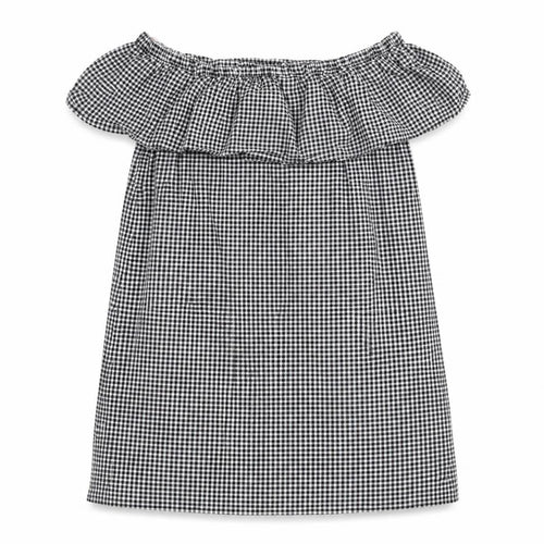 Blue Inc Womens Black Check 100% Cotton A-Line  Size 8  Off the Shoulder