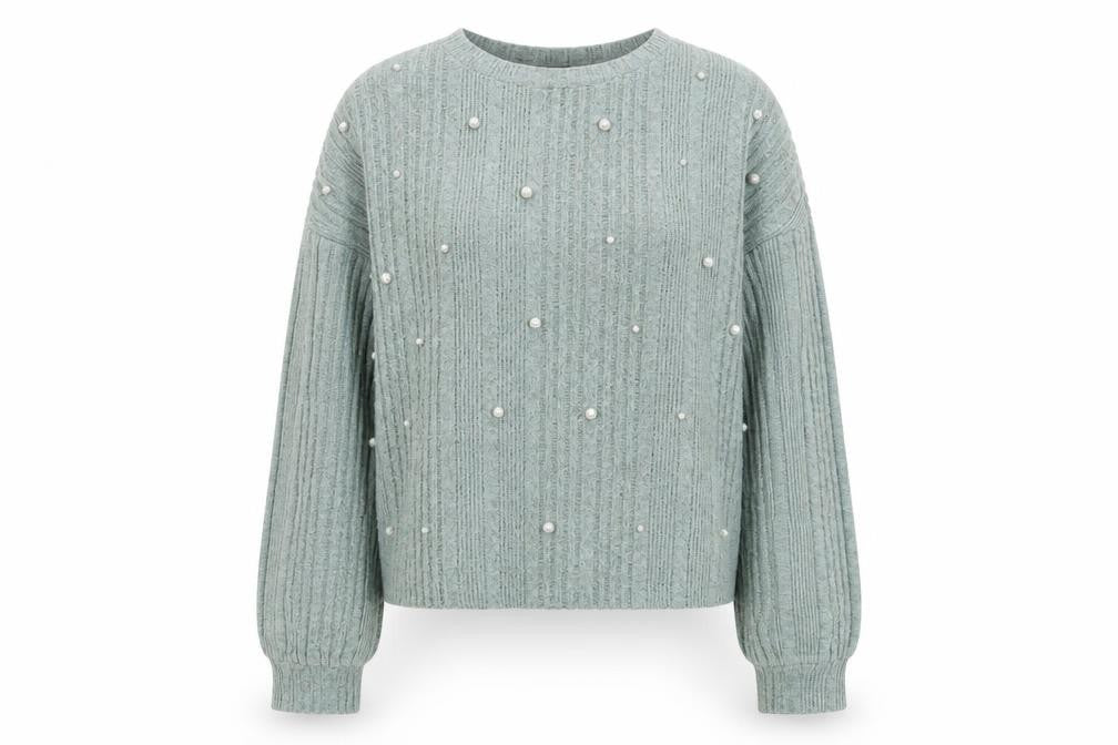 Front view of SHEIN women’s green round neck polyester jumper, size L