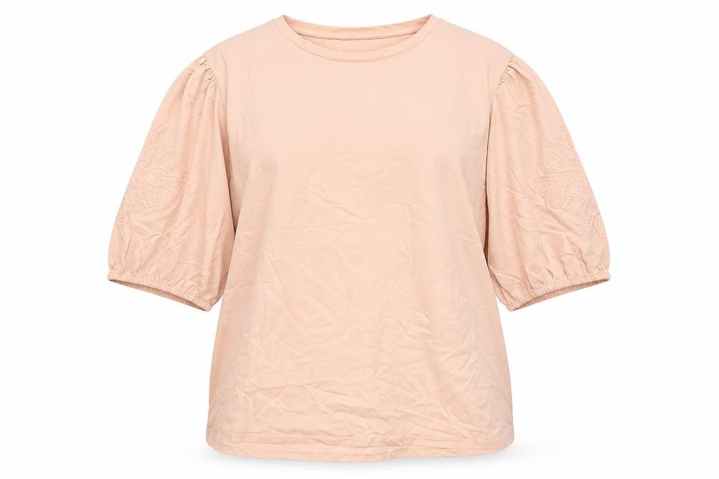 Front view of Gallery women’s pink cotton basic t-shirt, size L, round neck